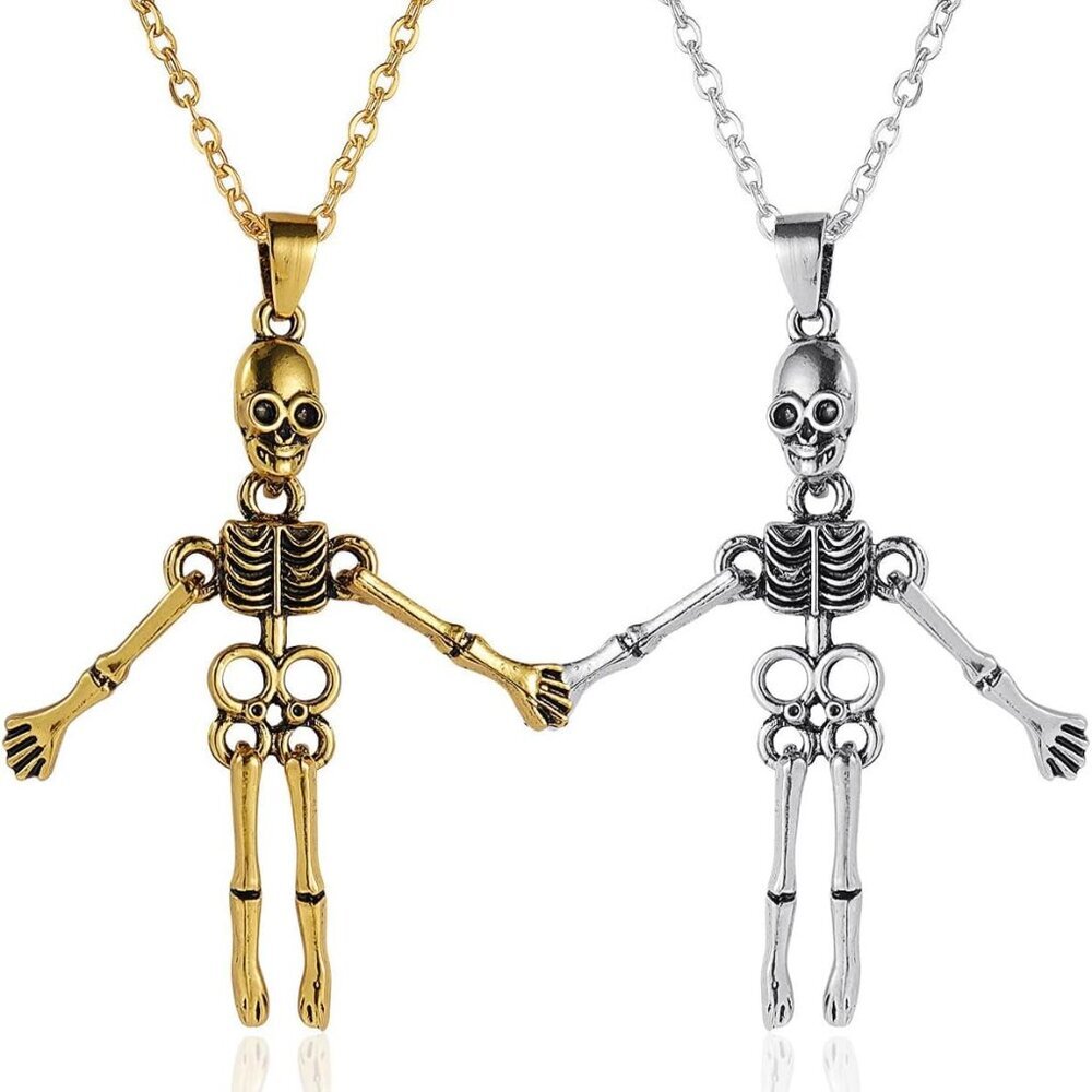 2Pcs Lovely Magnetic Love Heart Ghost Pendant Necklace Set for Women Men Best Fr